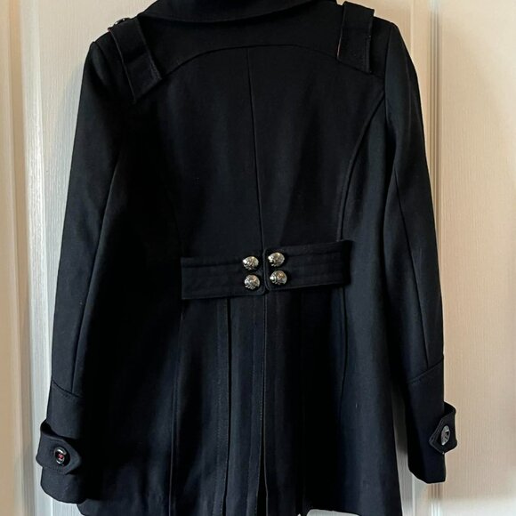 Miss Sixty Black Wool Blend Double Breasted Pea Coat with a red lining Medium - Picture 5 of 8